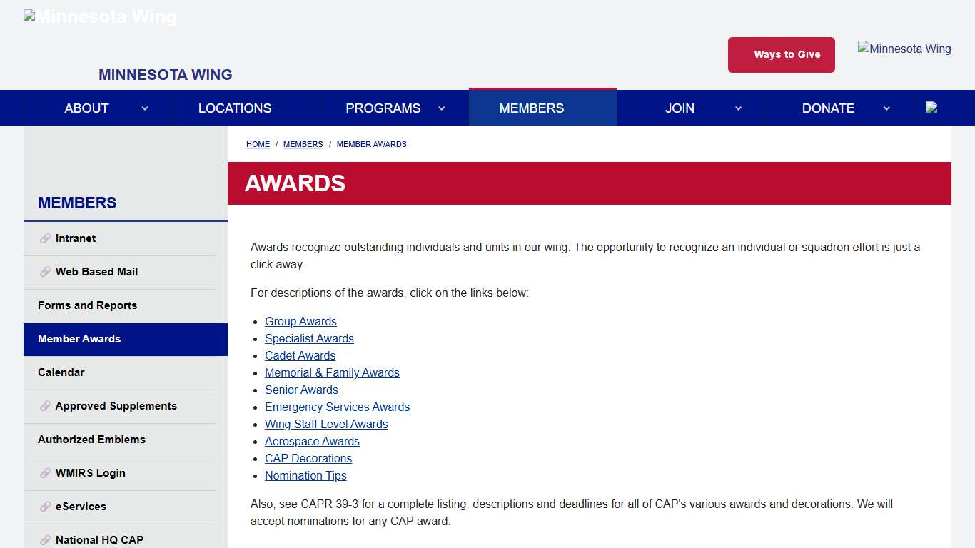 Awards Minnesota Wing Civil Air Patrol